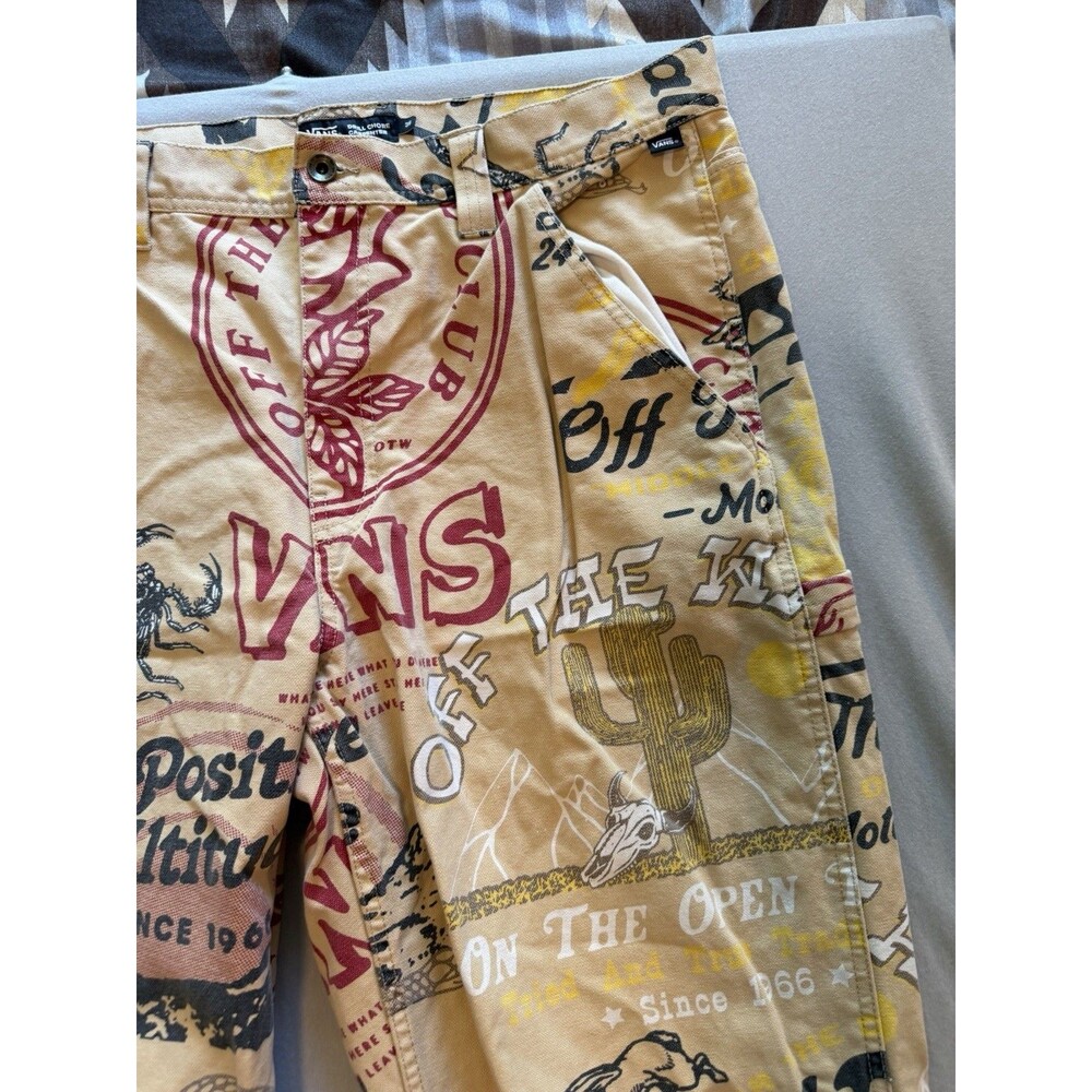 Vans Pants Mens 34 Drill Chore Carpenter All Over Print Loose Fit Off The Wall - Picture 10 of 12